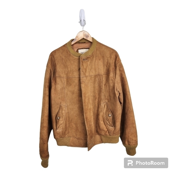 Vintage Cresco Leather Tan Bomber Jacket Size 46 - Picture 1 of 16